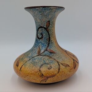 Vintage Mexican Stoneware Tonala Folk Pottery Vase Textured Eclectic Earthy